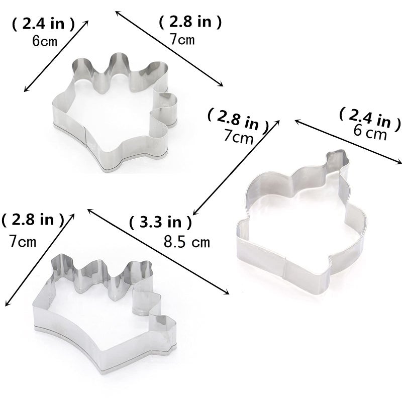 Comais Crown Cookie Cutter Set of 3 pcs, Stainless Steel Princess Crown Shaped Fondant Cutters Baking Molds - Image 2
